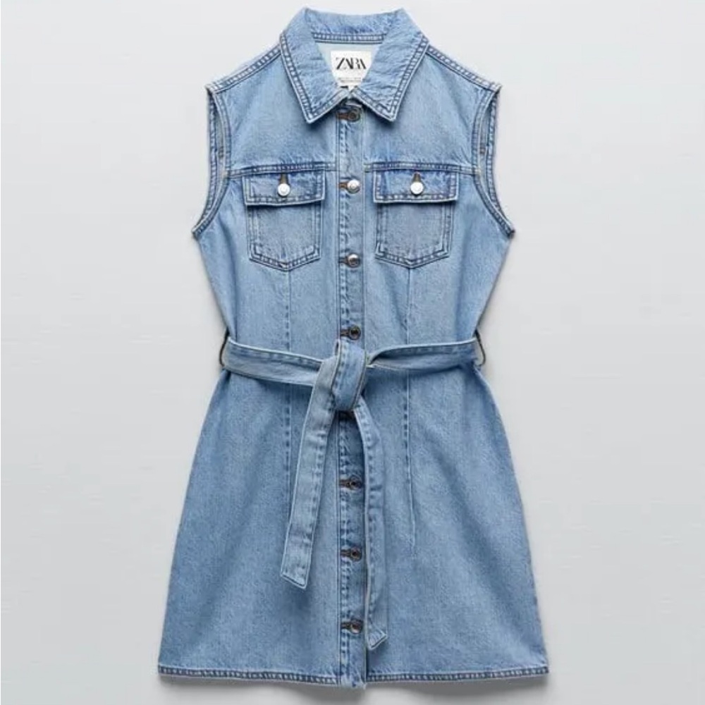 Zara Blue Denim Sleeveless Dress